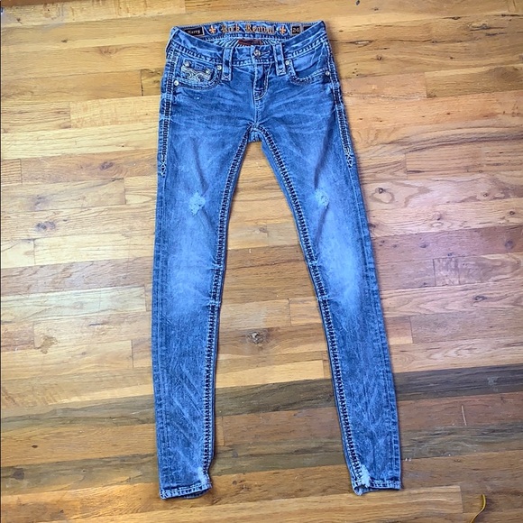 ROCK REVIVAL KERRY SKINNY RIPPED DISTRESSED JEANS - Picture 4 of 11
